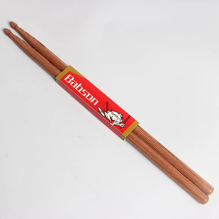 Baguettes de tambour avec bande de musique en bois de rouge naturel, Instrument Musical 5A, 7A 5B