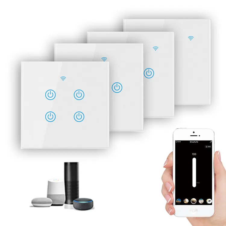 2023 nouvel arrivage Alexa Google Home télécommande vocale Tuya Smart Life interrupteur wifi interrupteur de télécommande interrupteur mural
