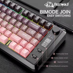 FREEWOLF M75 Gaming Wireless BT Keyboard Modo dual con perillas de pantalla PBT Gradient Keycaps 82 teclas para Win/Mac - Product Image 6