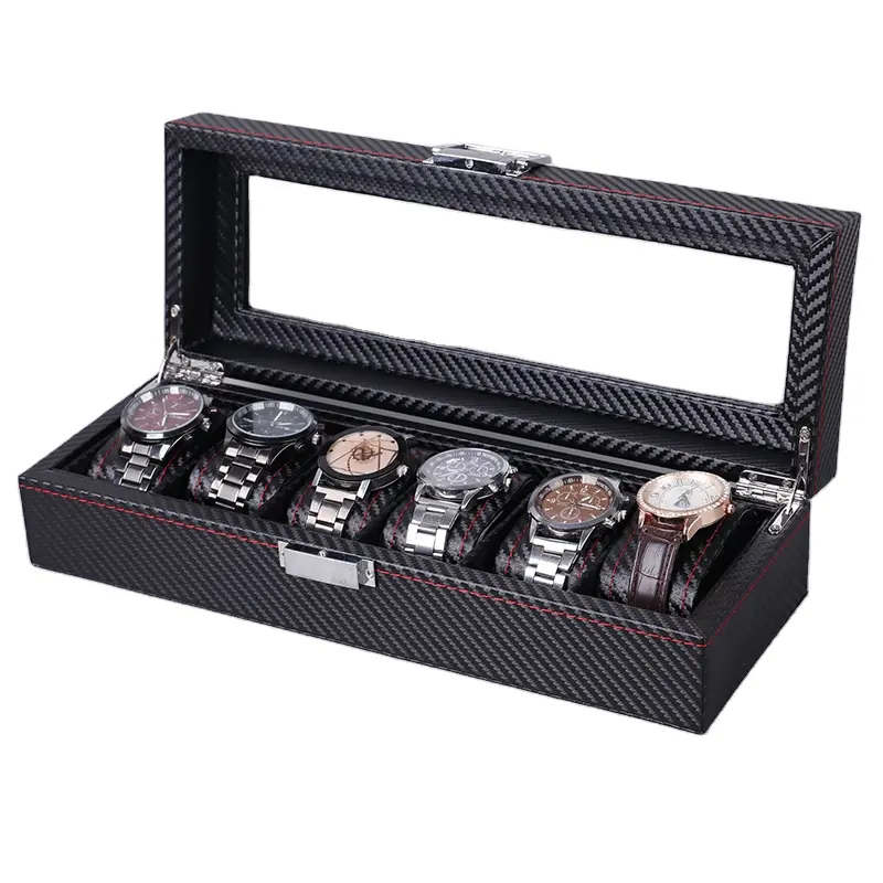 Transparentes Uhrengehäuse Holz Slot Box Organizer Herren Taschenuhr Vitrine für 10 Uhren