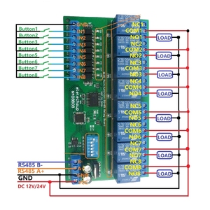 DC 12V 24V 8 Isolated <strong>Input</strong> &amp; 8 <strong>Output</strong> DIN35 C45 Rail Box UART RS485 <strong>Relay</strong> <strong>Module</strong> Modbus RTU Control Switch Board