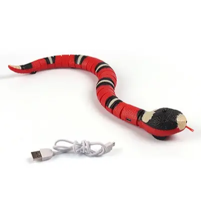Cat Toys Snake Interactive Realistic Simulation Toy USB Rechargeable Automatically Sense Obstacles and Escape for Indoor Cats