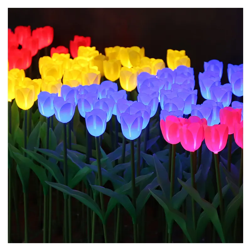 Factory Wholesale Tulip LED Flower Light Lamp Outdoor Decorative Garden Yard Landscape Lighting Motif Lights for Christmas
