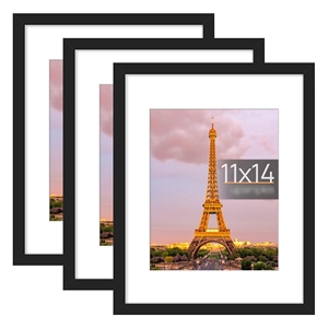 Black 11x14 Picture <strong>Frame</strong> for 8x10 with Mat or 11x14 Without Mat, Wall and Tabletop Display Photo <strong>Frames</strong> Black - Product Image 1