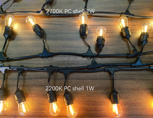 吊り下げ式またはフラットソケットS14LEDストリングライトE27防水屋外ガーデンガーランドパティオライトストリング