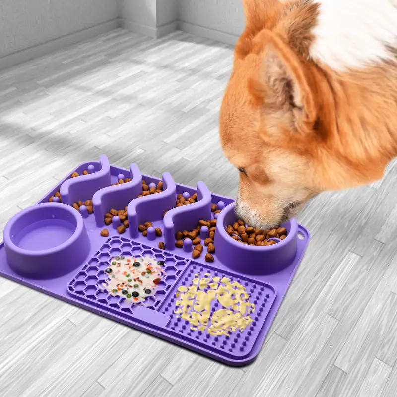 Hete Verkopende Dierbenodigdheden Voerbak Mat Alles In Één Voerwater Hond Slow Feeder Mat Siliconen Pet Bowl Likmat