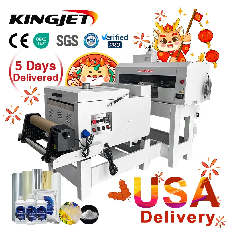 Kingjet a3 dtf stampante macchina da stampa digitale t-shirt macchina da stampa stampante per vestiti A3 40cm doppia testina i3200 stampante DTF