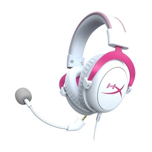 Per iper X Cloud II cuffie cablate con cancellazione del rumore staccabile 7.1 suono Surround virtuale bianco e rosa per Computer PC - Product Image 1