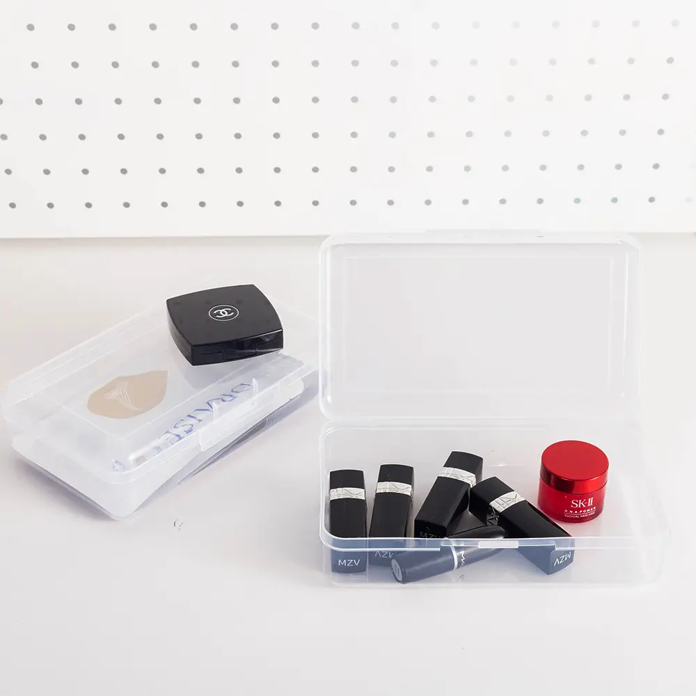 Personalização Limpar Lápis Caso Mini retangular caixas plásticas Vazio Armazenamento Organizador Recipientes