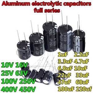 20pcs 10V 16V 25V 63V 100V 250V 400V 450铝电容器1uF 2.2uF 3.3uF 4.7uF 6.8uF 10uF 22uF 33uF 47uF 68uF 100uF 220uf - Product Image 2