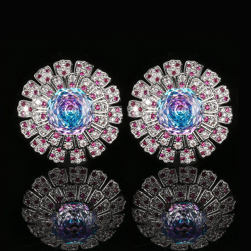Boucles d'oreilles rose et bleu