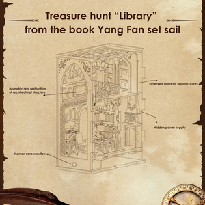 Hamaideon tự làm đồ chơi thiết lập thư viện của cuốn sách Nook kệ sách <span class=keywords><strong>Grimm</strong></span> Tủ sách nhà Búp bê đồ nội thất & chiếu sáng thủ công bằng gỗ - Product Image 5