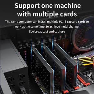 Özelleştirilebilir 4 kanallı HD uyumlu PCIe Video yakalama kartı <span class=keywords><strong>1080p</strong></span> 60fps 60fps dört portlu canlı akış adaptörü