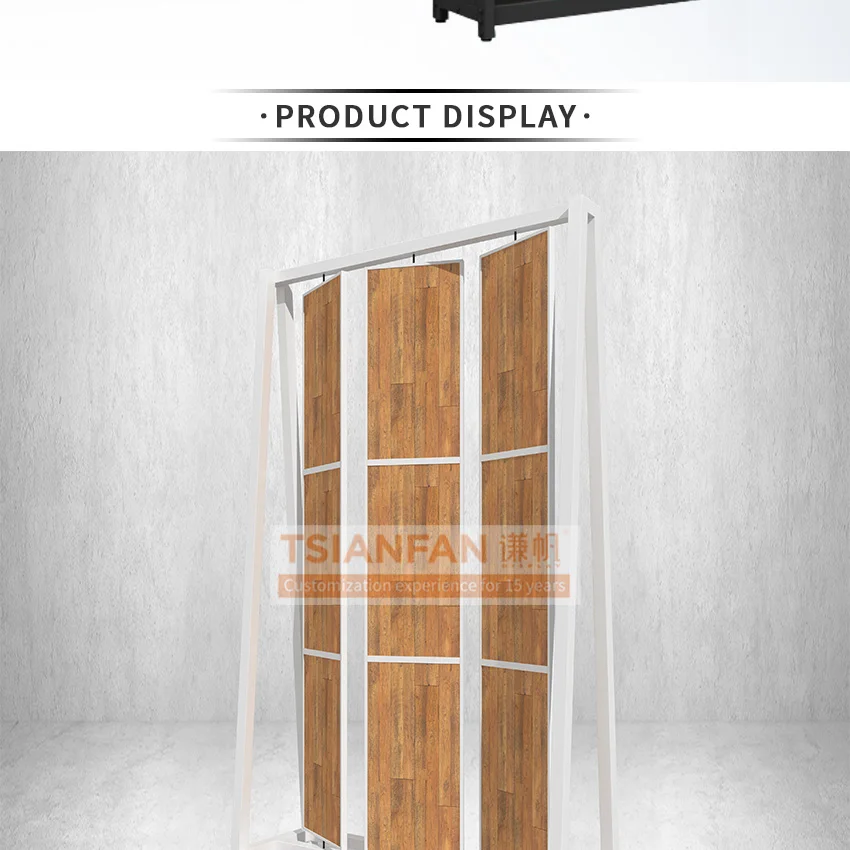 Tsianfan new design rock showroom standing granite stone slate catalogue tile Detachable wood flooring display rack
