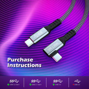 USB C l形5米长尼龙金属外壳电缆新设计3A快速充电C型数据编织相机电脑 - Product Image 5