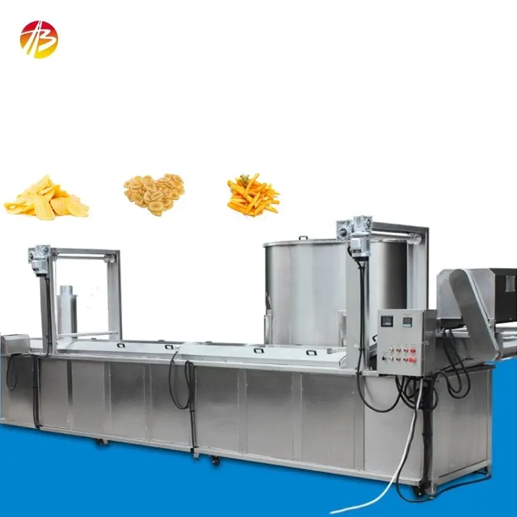 Automático contínuo batata banana chips amendoim donut batatas fritas máquina de fritar