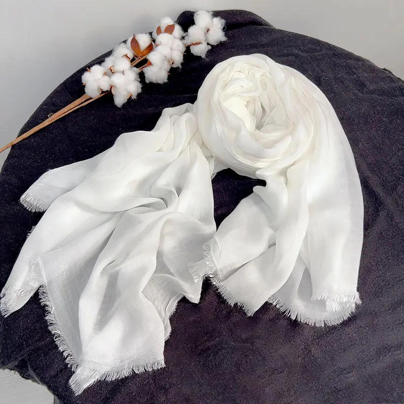 Bufanda de algodón y lino personalizada para hombre y mujer, bufanda de moda de algodón puro, toalla de Playa Blanca, bufandas, chales