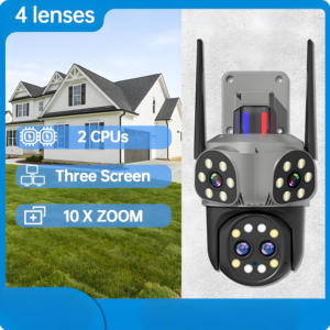 Cámara DE SEGURIDAD IP WiFi de 8MP, cuatro lentes, Zoom 10X, tres modos de imagen, micrófono incorporado para uso doméstico en exteriores, tecnología de red POE - Product Image 3