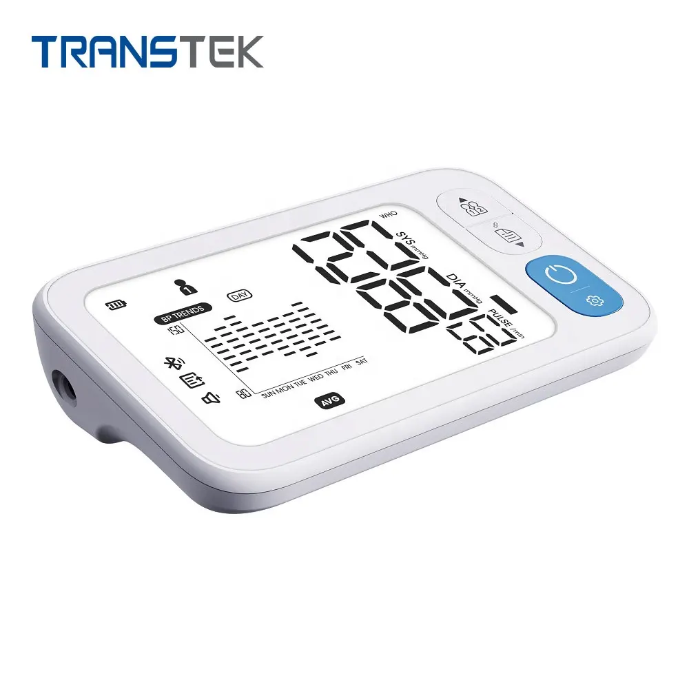 Transtek bpm médico produto 5.5 polegada grande tela LCD pressão arterial monitor manguito