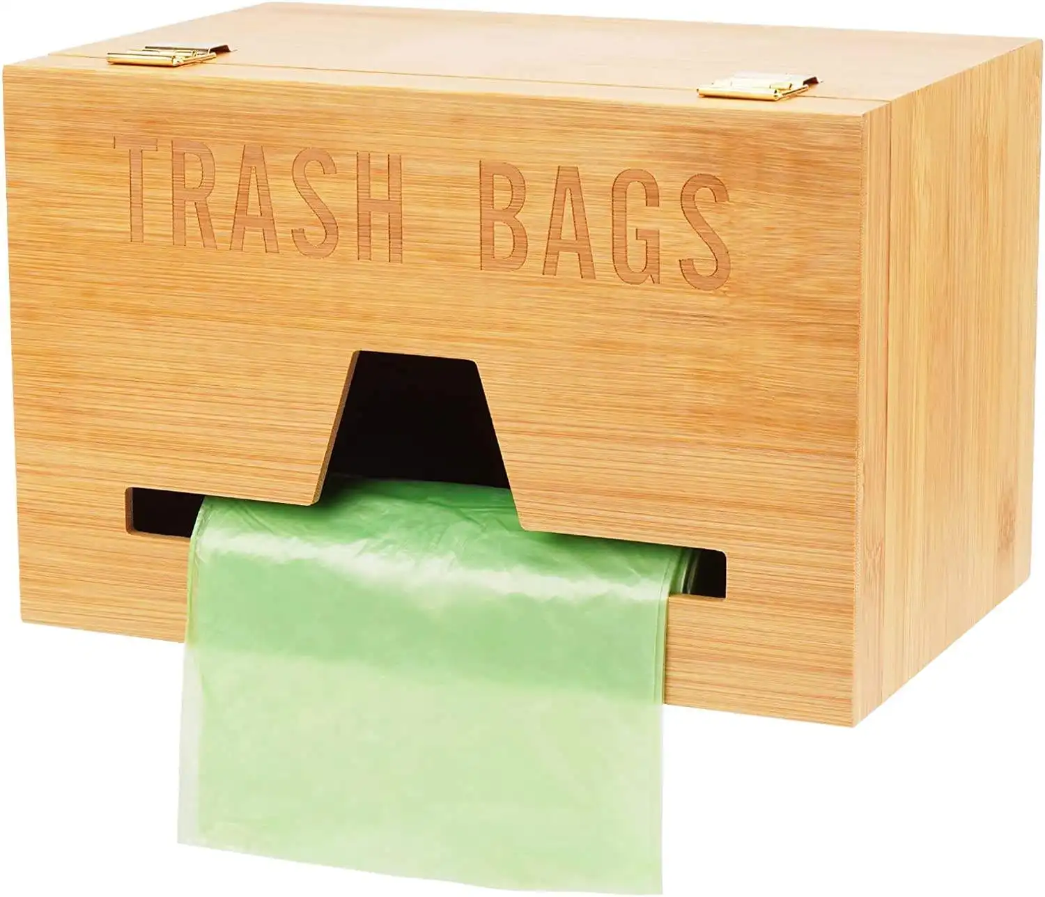 बांस दीवार घुड़सवार कचरा बैग भंडारण बॉक्स रसोई रोल धारक कचरा बैग निकालने की मशीन के लिए प्लास्टिक बैग