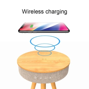 Mesa de centro inteligente multifuncional QI carga inalámbrica para altavoz Bluetooth 360 altavoz doméstico Puerto USB AUX para uso en ordenador