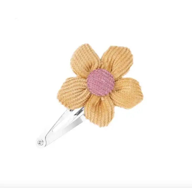 Girls colorful cord flower hair clips flower snap clips kids flower clips