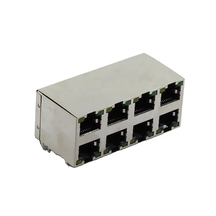 Conector magnético de 2x4 Port etwork, conector modular RJ45 8p8c UTP con LED RJ45 Cat6