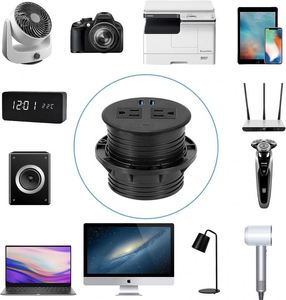 Masaüstü güç gömme Grommet güç çıkışı 2AC ve 3USB portları ile abd standart masaüstü yuvarlak güç Grommet soket inşa