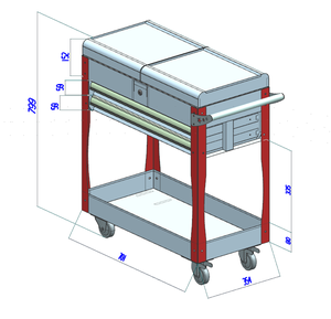 宣荣顶滑轨2抽屉工具箱滚轮重型工具柜 - Product Image 6