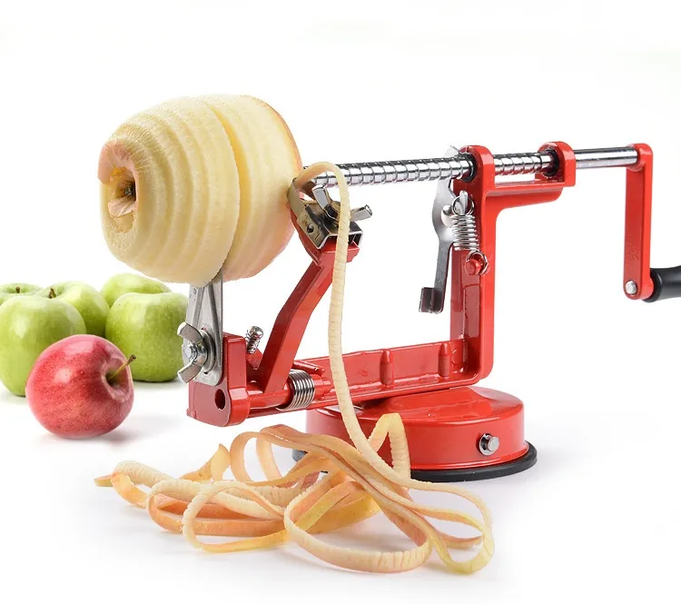 3 in 1 çok fonksiyonlu metal elma soyucu tart dilimleme manuel apple ppeler makinesi ile vakum ağzı altlığı meyve dilimleme el krank