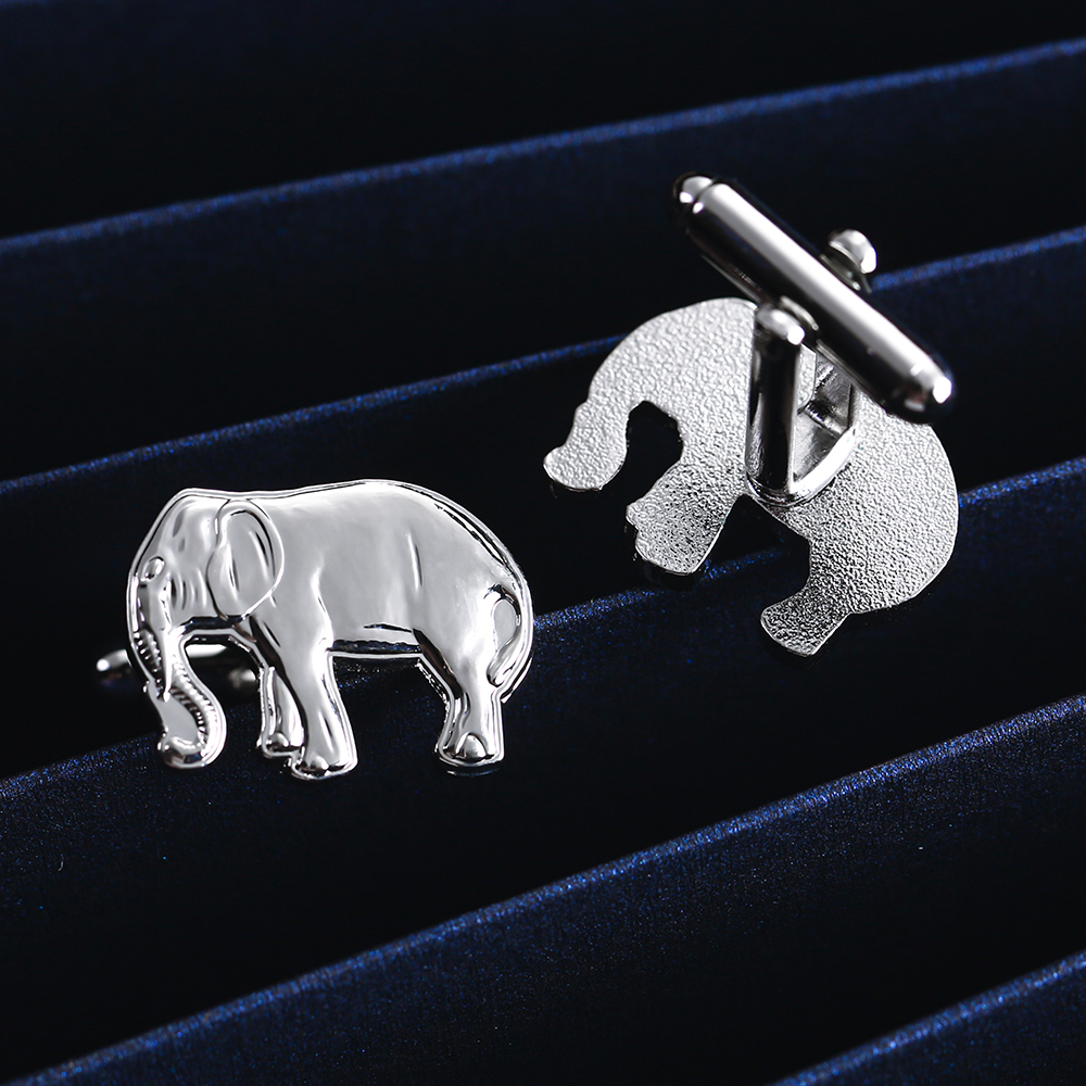 silver elephants cufflinks