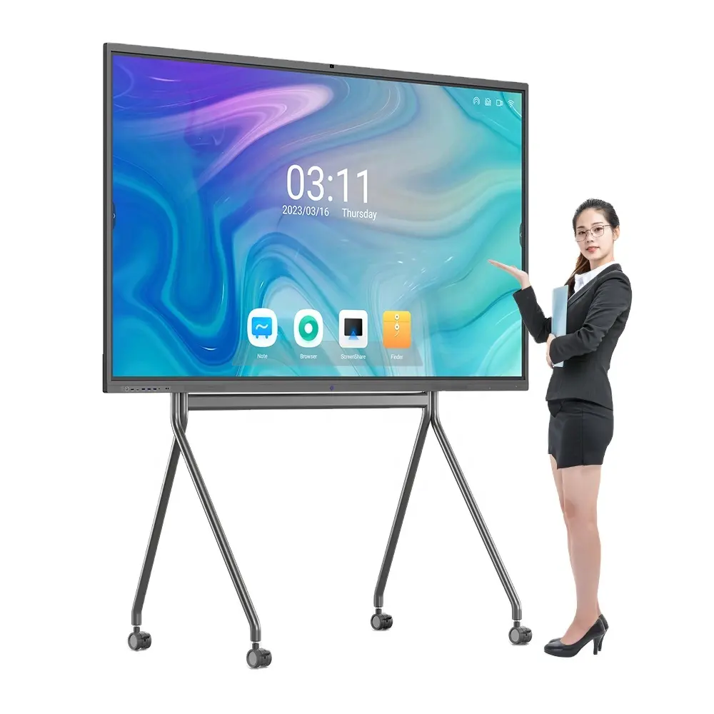 Oem 55 65 75 86 Inch 4K Klaslokaal Touch Screen Flat Panel Draagbare Digitale Interactieve Whiteboard Smart Board Voor onderwijs