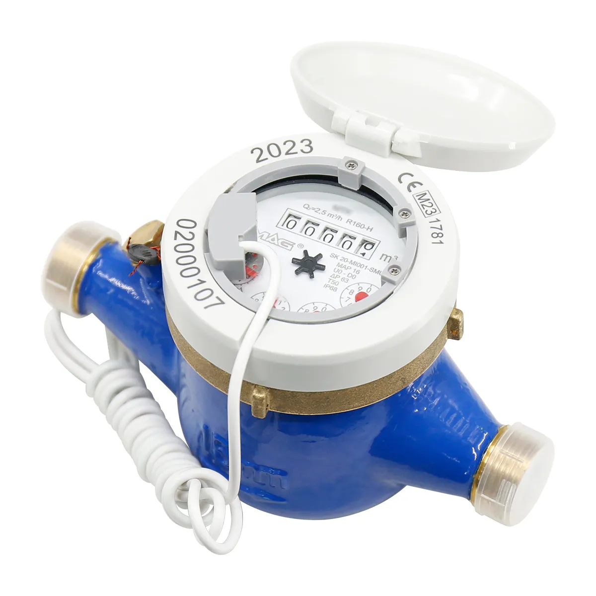 360 Degree Rotating IP68 R160 AMR Dry Type Contadores De Agua Mechanical Multi Jet Water Meter With SS/Copper Register Cup