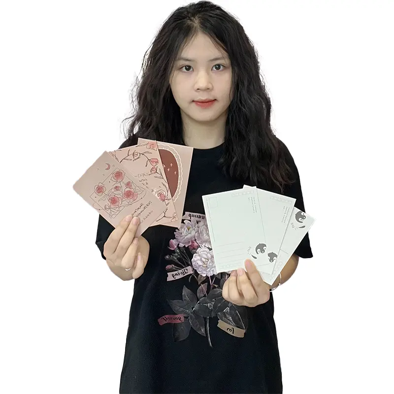 Vente de gros Enveloppe de luxe personnalisée faite à la main Papier cadeau de voeux fleurs magnifiques Cartes-cadeaux Lettres d'art populaire du nouvel an chinois