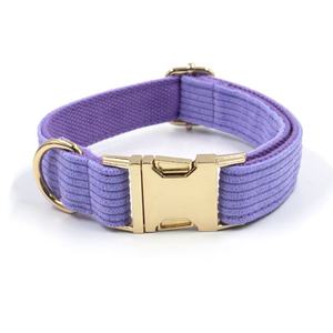 Produits populaires 2024 tendance velours côtelé belle collier de dressage de chien de compagnie collier de chien personnalisé matériel en métal collier de cou de chien coloré - Product Image 4