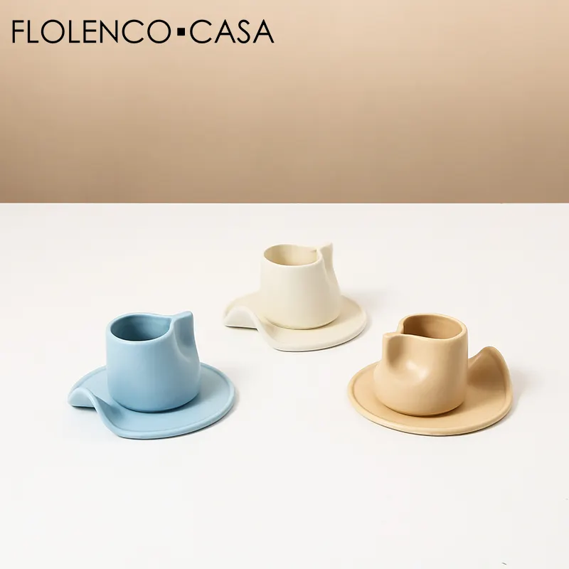 Macaron caneca de cerâmica colorida de casa, xícara de café porcelana