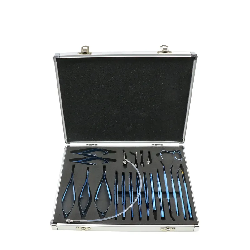 Set mata katarak Titanium Aloi 21pcs, untuk instrumen bedah dengan kotak