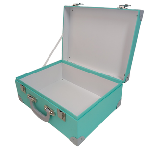 Tái chế nhiều màu xanh lá cây cứng nhắc các tông vali hộp quà tặng giấy & bìa với tay cầm bằng nhựa và góc - Product Image 2