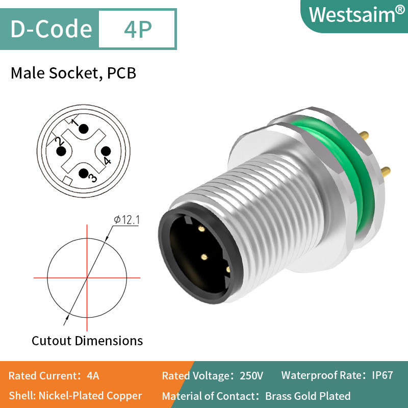 M12-D-4P macho M12*1.0