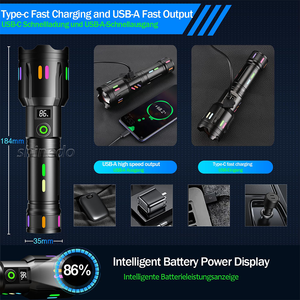 Ngân hàng điện Zoomable nhôm không thấm nước lặn Đèn pin sạc USB Tactical <span class=keywords><strong>Torch</strong></span> ánh sáng dài phạm vi ngoài trời đèn pin - Product Image 4