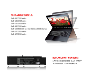 Mv07r Pin máy tính xách tay thay thế cho Dell G3 15 3500 3590 3700 3790 G5 15 5500 5505 SE jjrrrd 0jjrrd 266j9 72wgv 072wgv w5w19 - Product Image 6
