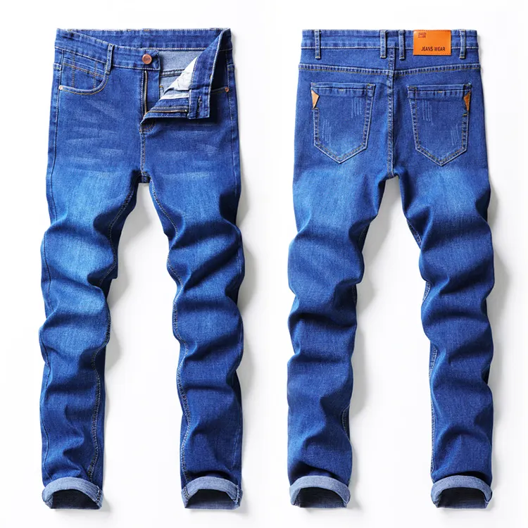 Мужские облегающие эластичные джинсы на заказ, плотные зауженные брюки с поврежденными штанинами