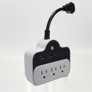 Taşınabilir 3 yollu elektrik soketi güç şeridi 3 AC çıkışları 4 USB portları 15A anma akımı 125V anma çoklu fiş seyahat adaptörü - Product Image 1