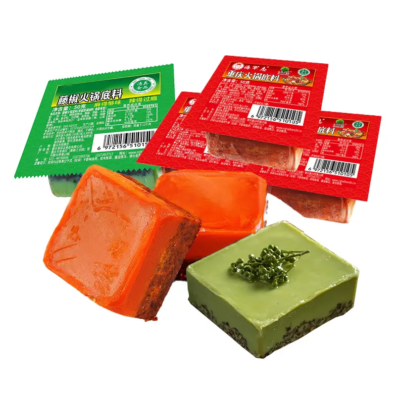 Venta al por mayor 50g Sizhou Hot Pot aperitivos exóticos al por mayor Halal Hot Pot Base mala olla caliente