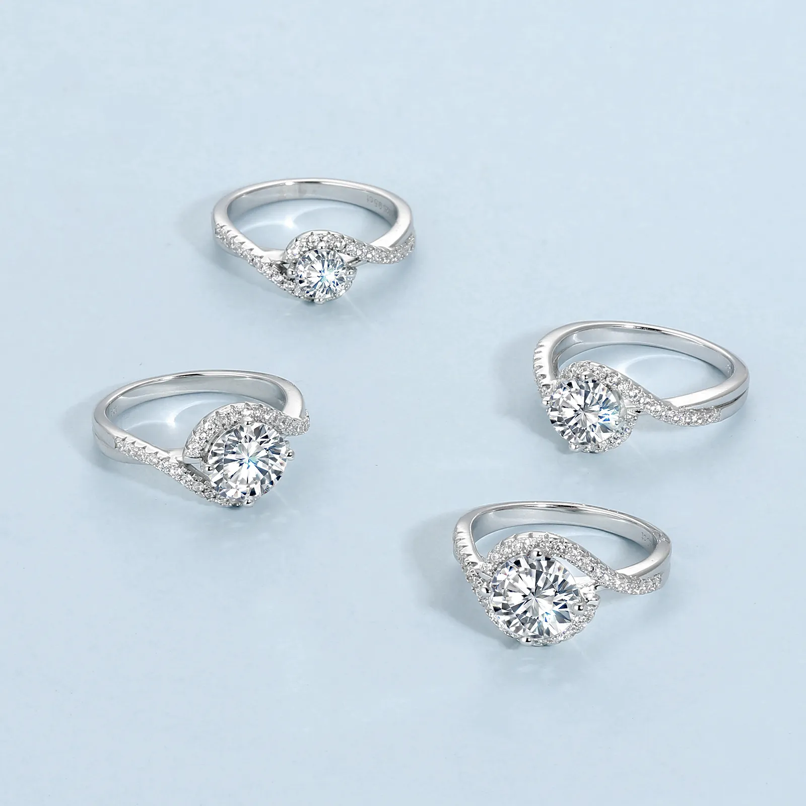 Anel de noivado de prata esterlina 925 promessa 0.5CT/1CT/1.5 CT para mulheres, anel de noivado de diamante cultivado em laboratório banhado a ouro