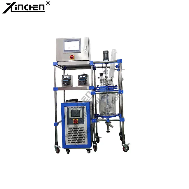 10L Glass Reactor with PLC Temperature Control System and Heating and Chilling Circulator for Lab or Science Institutes Research