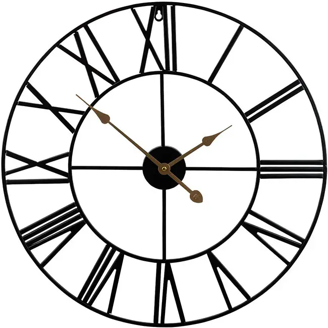 ساعة حائط معدنية كبيرة من Zhongpin مخصصة الأفضل مبيعًا بسعر الجملة ساعة حائط معدنية ريفية سوداء مطبوعة مخصصة ترويجية