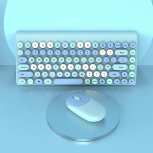 Cute Round Key 2.4GHz <strong>Bluetooth</strong> Wireless <strong>Keyboard</strong> and <strong>Mouse</strong> Set Wireless <strong>Keyboard</strong> and <strong>Mouse</strong> Combination Laptop Pink - Product Image 3