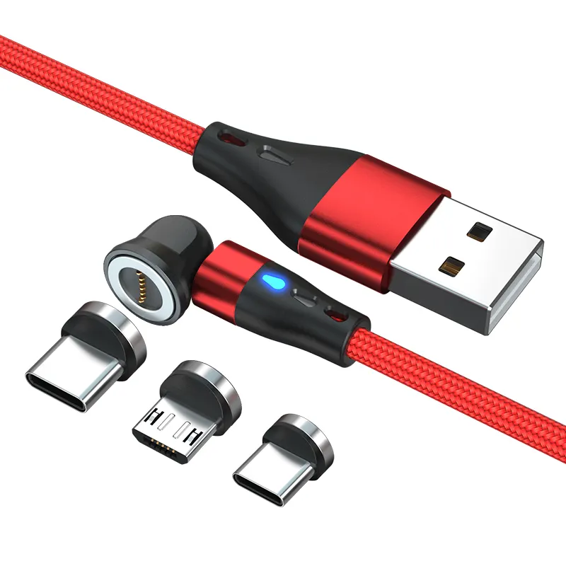 2023 yeni Model 3in1 manyetik USB şarj kablosu 540 derece döndür bükme şarj adaptörü için cep telefonları aksesuarları