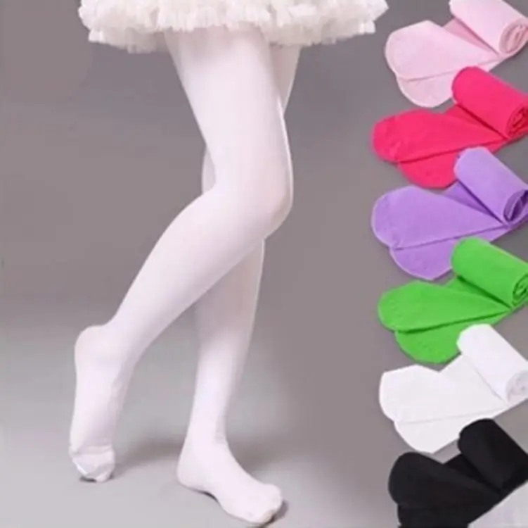 Meia-calça de veludo para meninas, meias de balé branca para meninas